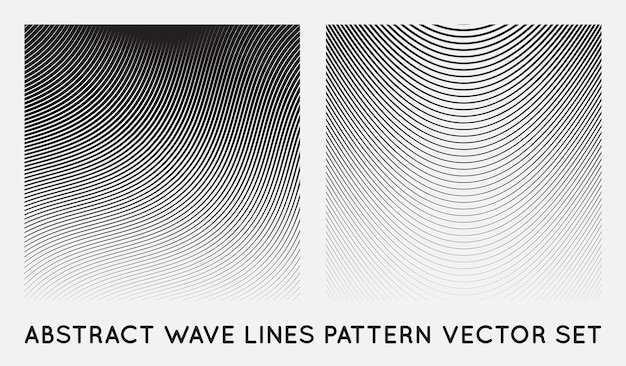 Set of Wave Oblique Smooth Lines Pattern in Vector