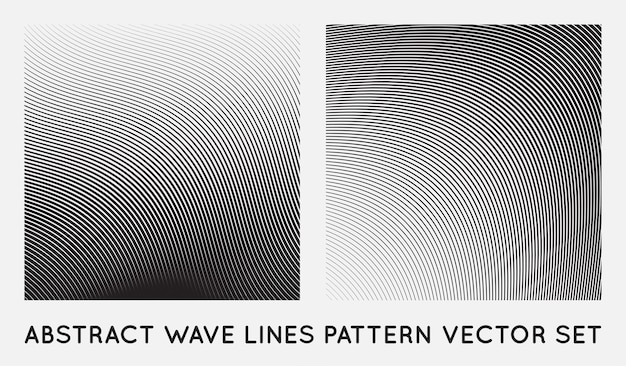 Set of wave oblique smooth lines pattern in vector