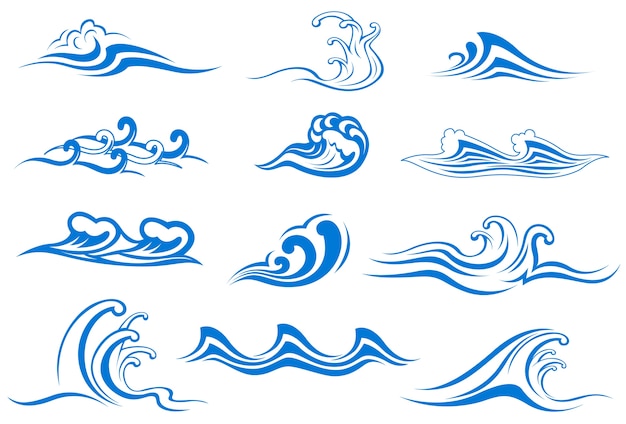 Vector set of wave symbols