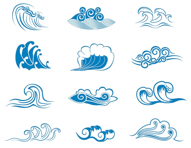 Vector set of wave symbols