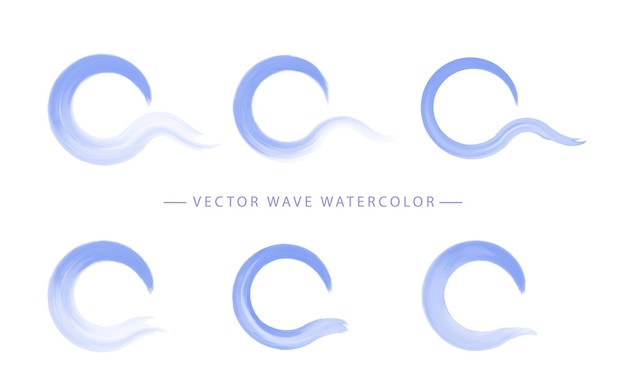 Vector set of wave watercolor