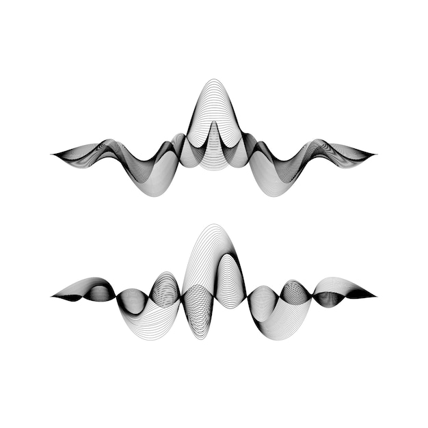 Vector set of waveforms  on white background,  illustration