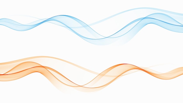 Set of waves blue and orange abstract wave design elements