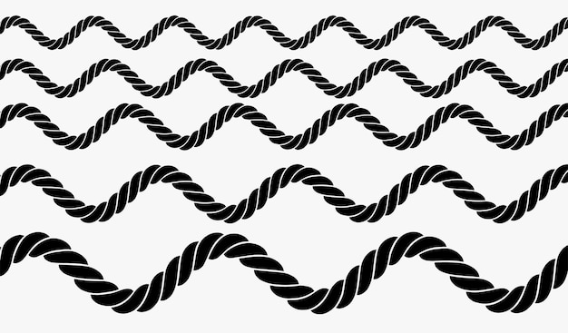 Vector set of wavy horizontal ropes