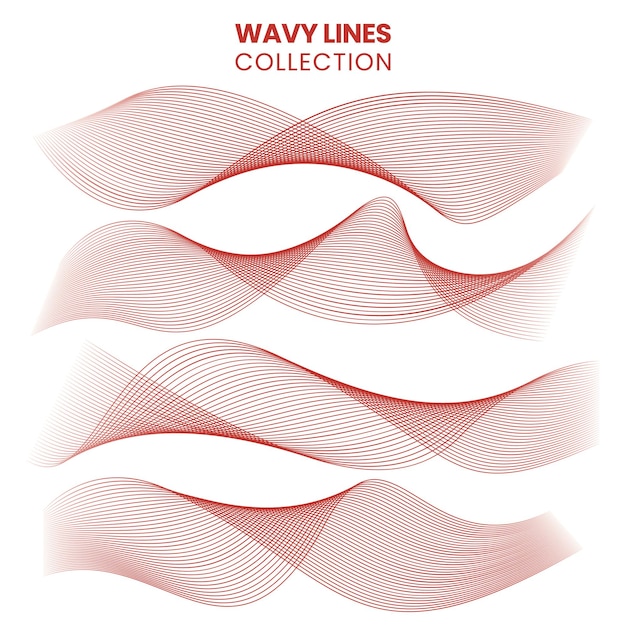 Vettore set di linee ondulate isolate su uno sfondo bianco illustrazione vettoriale