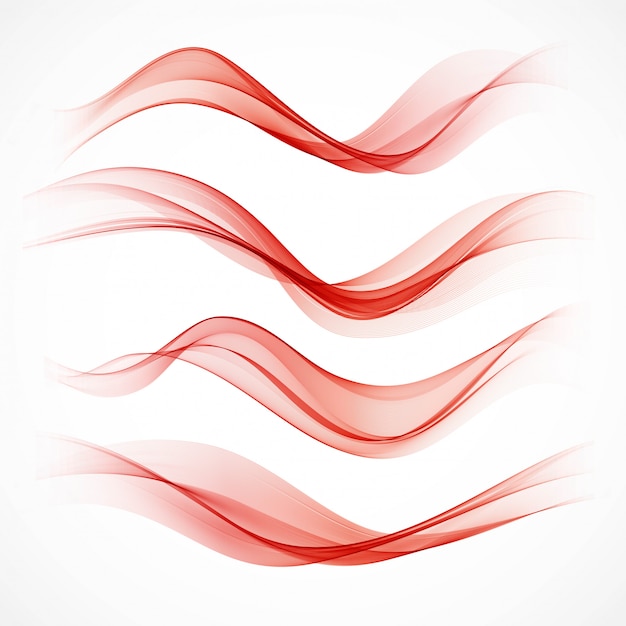 Vector set of wavy red banners