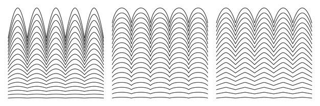 Vector a set of wavy zigzag horizontal wiggly lines