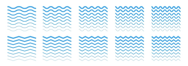 Vector set of wavy zigzag lines wave thin line background vector zigzag blue horizontal underlines