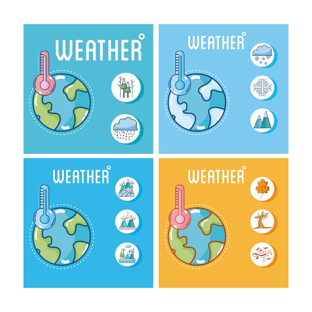 Set of weather cards collection