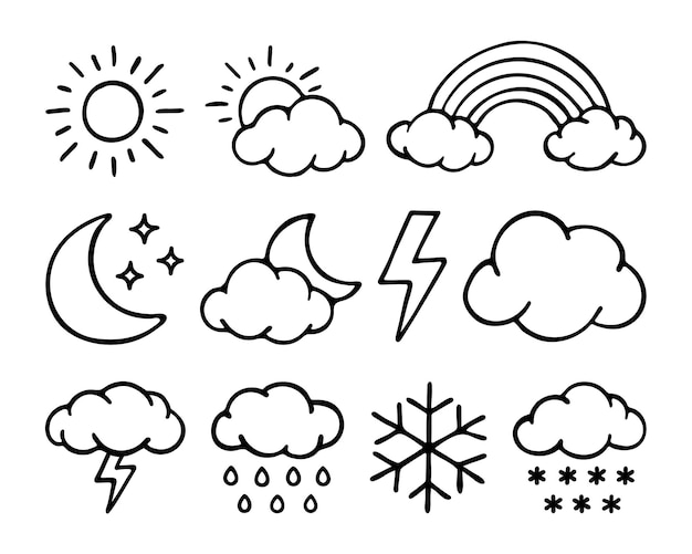 Set of weather doodles