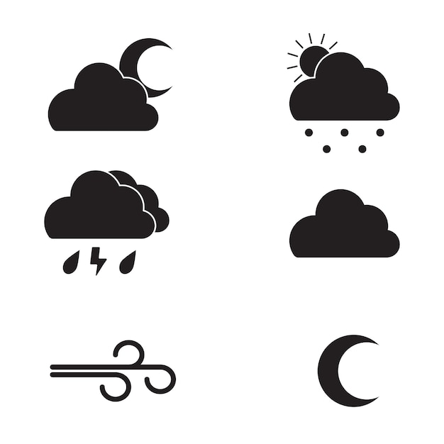 Vector set weather icons contour icons