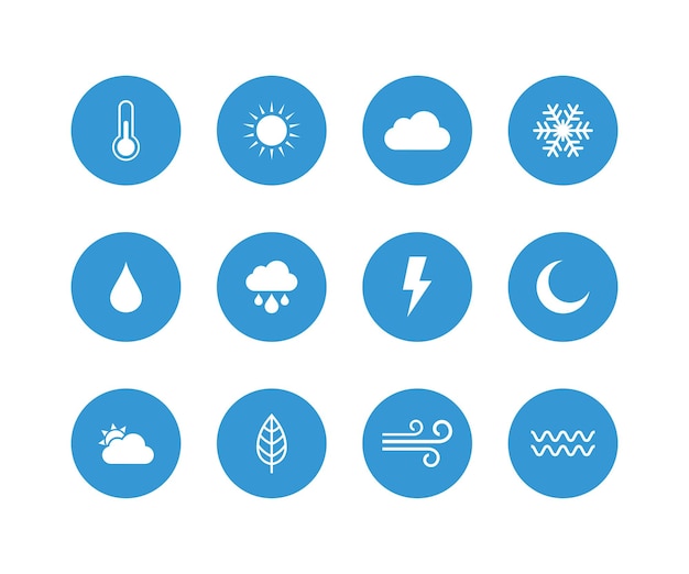 Vector set of weather icons vector or flat design style weather icons