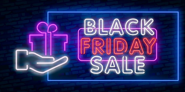 Vector set web banner black friday. neon sign. web banner, logo, emblem and label. neon sign, bright signboard, light banner.