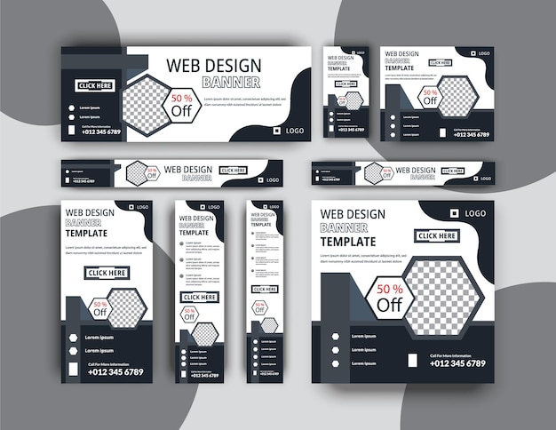 set of web banners Layout. Vertical, horizontal and square template.