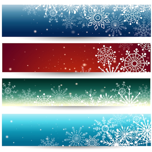 Set di banner web con fiocchi di neve. illustrazione