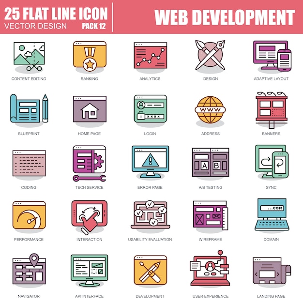 Set of web development icons