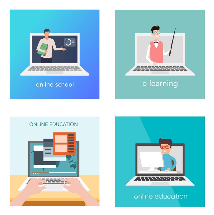 Set of web page design templates for elearning online education ebook Modern vector illustration concepts