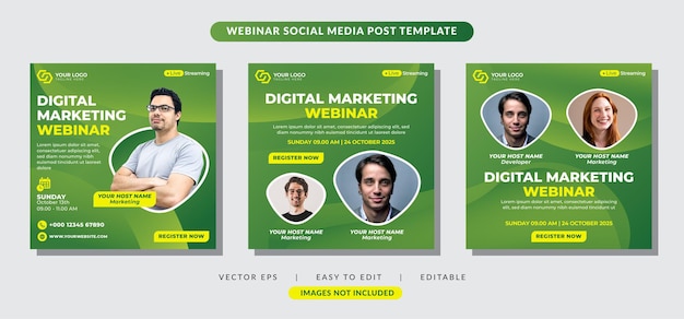 set webinar social media post template concept design online marketing promotion banner