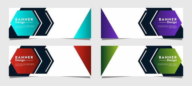 Set websjablonen bannerontwerp met kleurrijke eenvoudige geometrische vormen