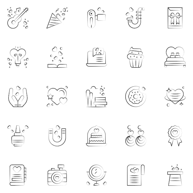 Set of wedding icons Vector Illustration