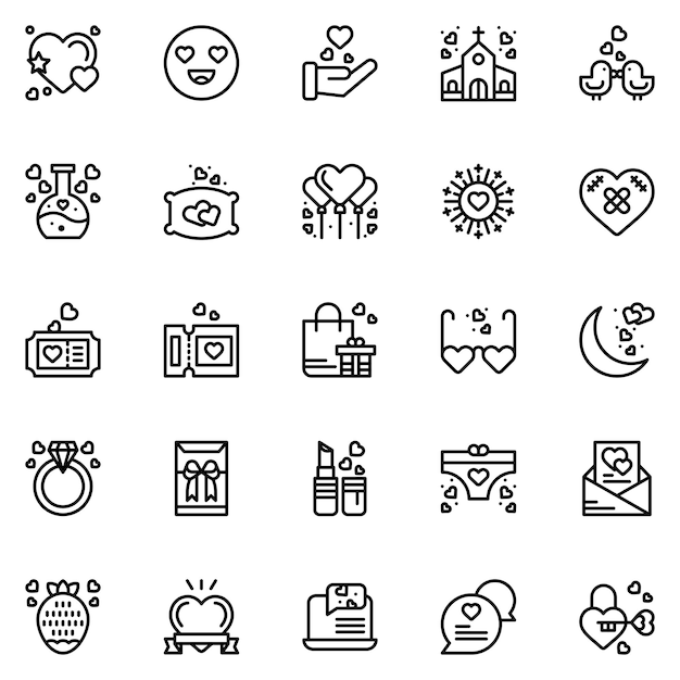 Set of wedding icons Vector Illustration