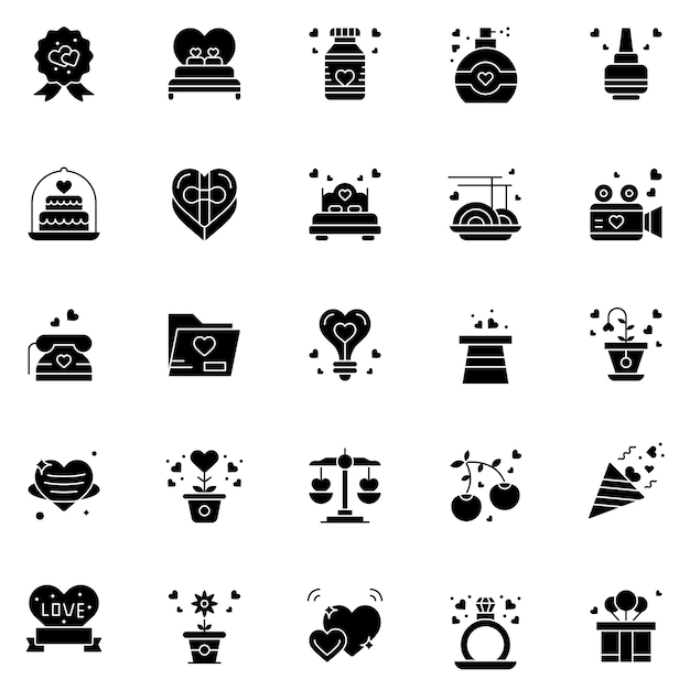 Set of wedding icons Vector Illustration