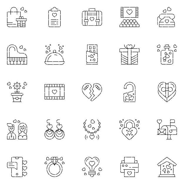 Set of wedding icons Vector Illustration