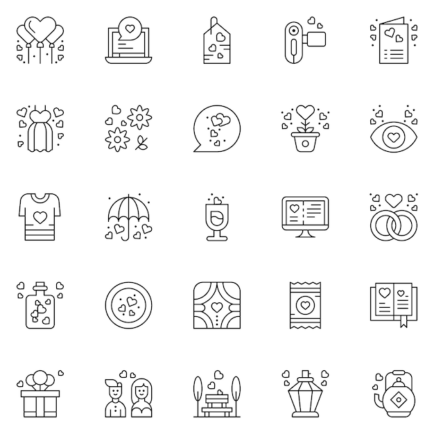 Set of wedding icons web icons bundle vector illustration