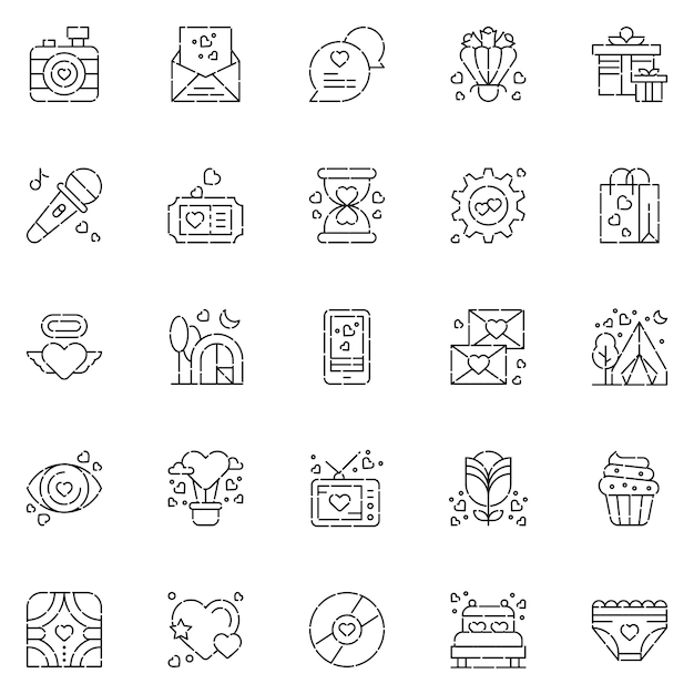 Vector set of wedding icons web icons bundle vector illustration