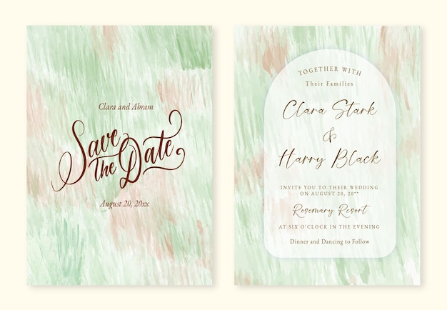 Vector set of wedding invitation art print template