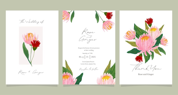 Set of wedding invitation card