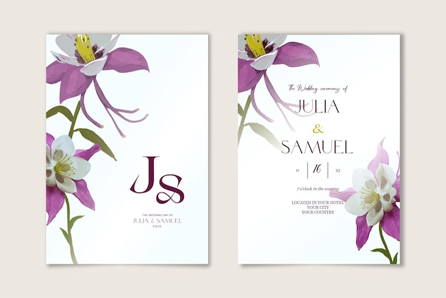 Vector set of wedding invitation card