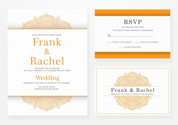 Set of wedding invitation template design with elegant style