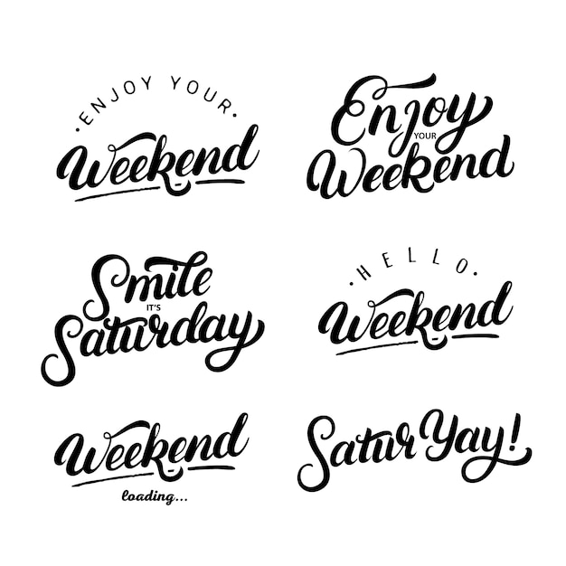 Vector set of weekend quotes. enjoy your weekend.