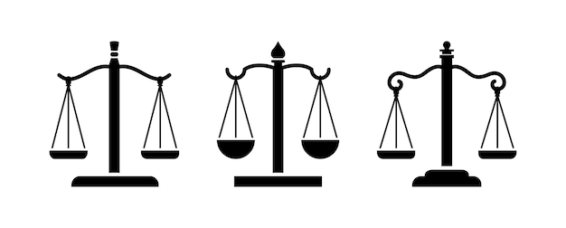 Set of weighing icons vector illustration. Balance, fairness, comparison, price, balance sheet