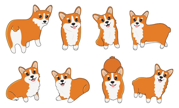 Padrão De Córgi Sem Costura. Cartoon Home Pet Set Fofinhos Para Cartazes  Impressos E Postais. Fundo De Corgi Vetor Ilustração do Vetor - Ilustração  de doméstico, arte: 243853476