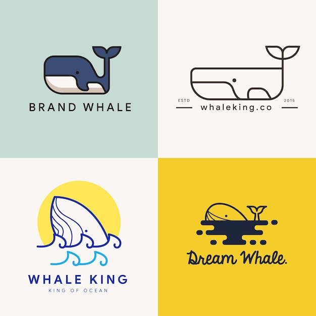 Vector set of whale logo concept template