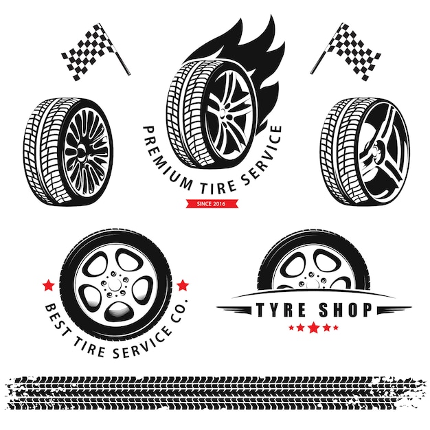 set of wheels, tires and tracks