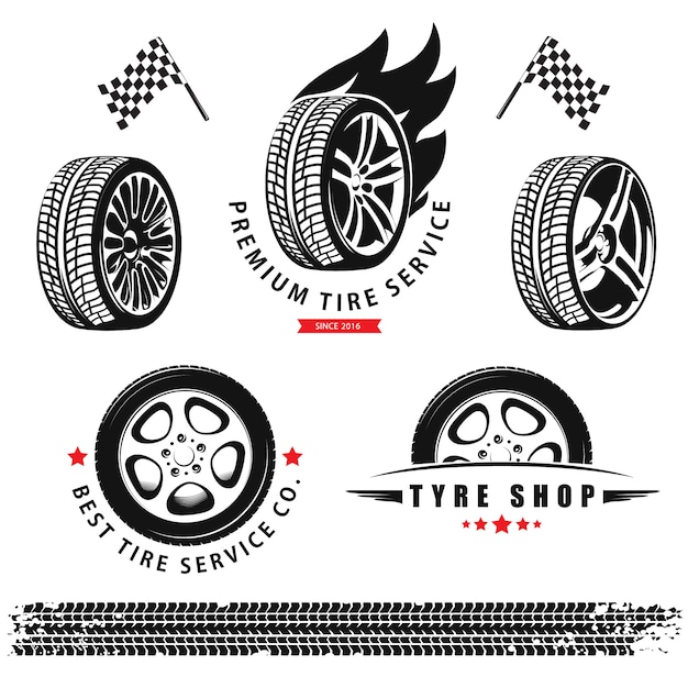 Set of wheels, tires and tracks