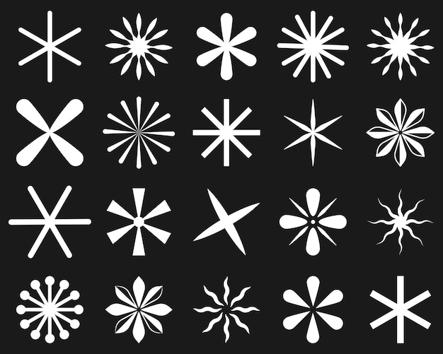 Set of white asterisks icons