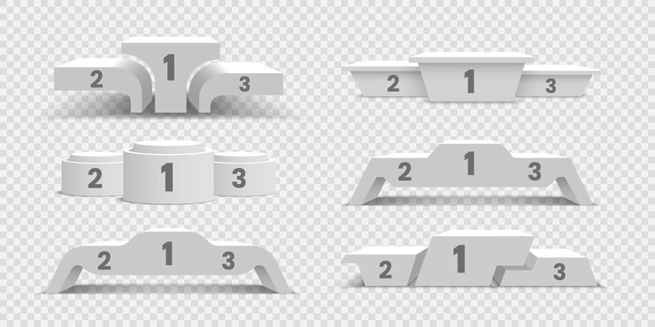 Vector set of white blank winners podiums pedestals vector illustration