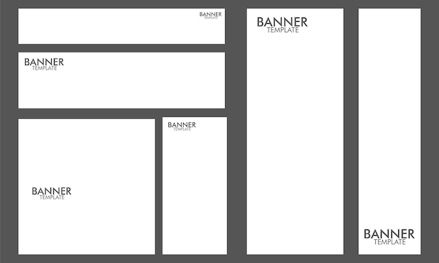 Набор белых визитных карточек со словом "баннер" на верхней обложке рекламного поста и веб-шаблоном