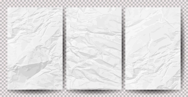 set of white clean crumpled papers