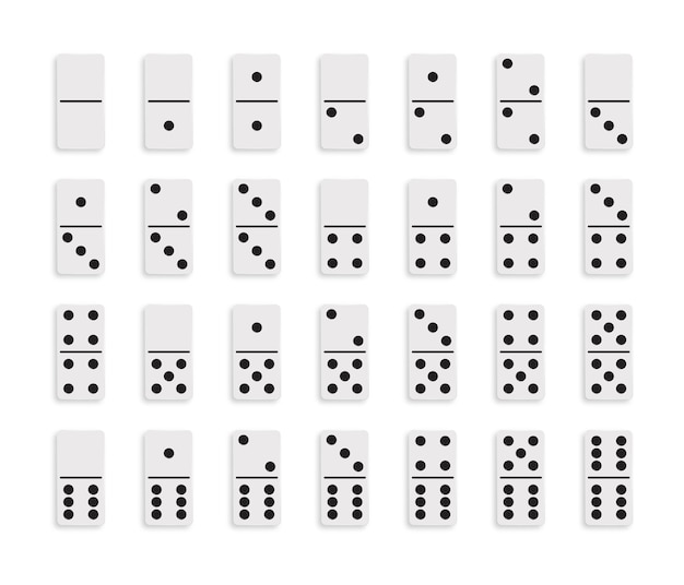 Vector set white domino game block with shadow.