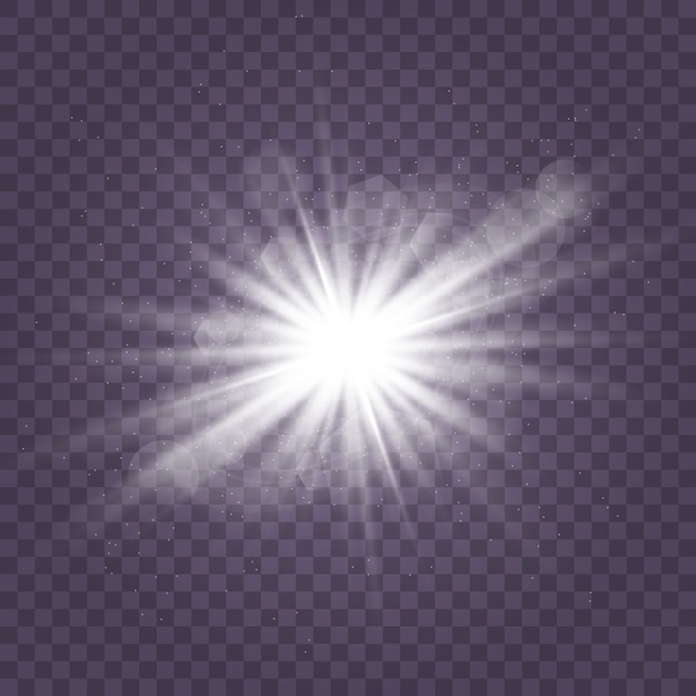 Vector set of white glowing light explodes on a transparent background sparkling magical dust particles. star burst with sparkles. gold glitter bright star. transparent shining sun, bright flash