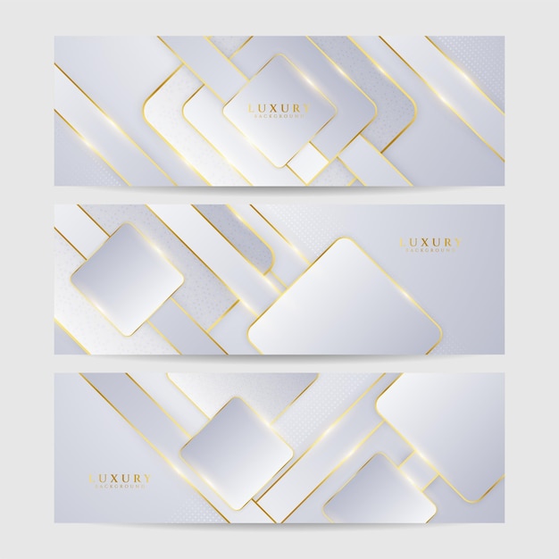 Set of white and gold abstract background