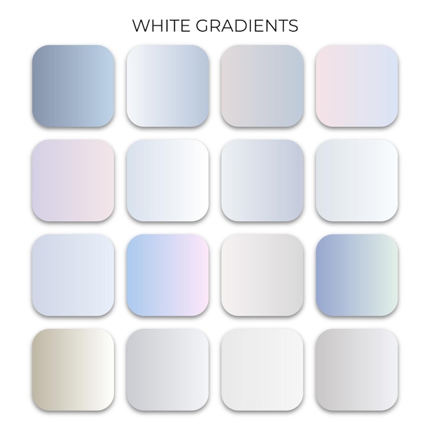 Vector set of white gradient color palette