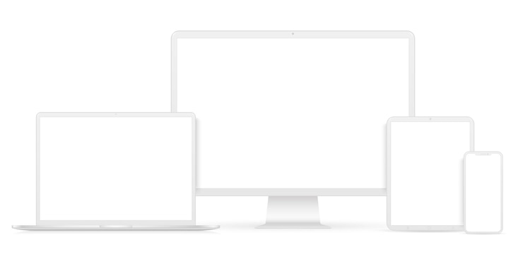 Vector set white mockup technology devices with white empty display