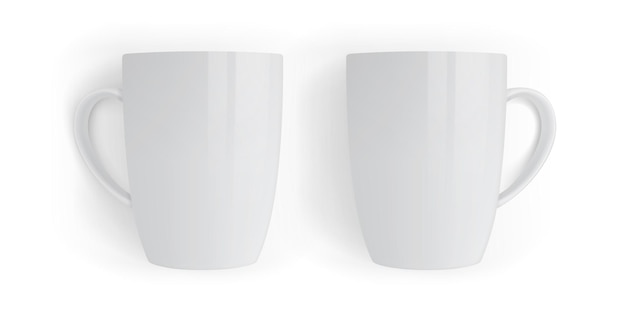 Vector set of white mugs isolated on white