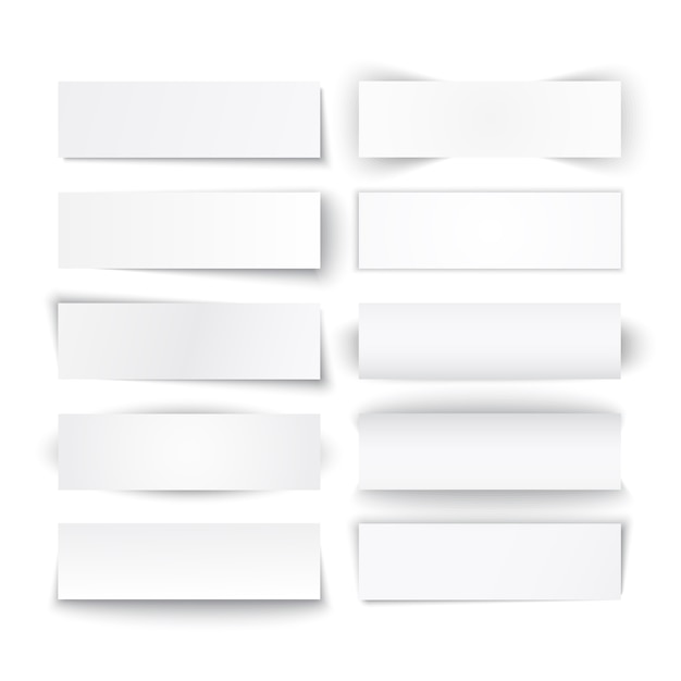 Vector set of white paper banners.   illustration.